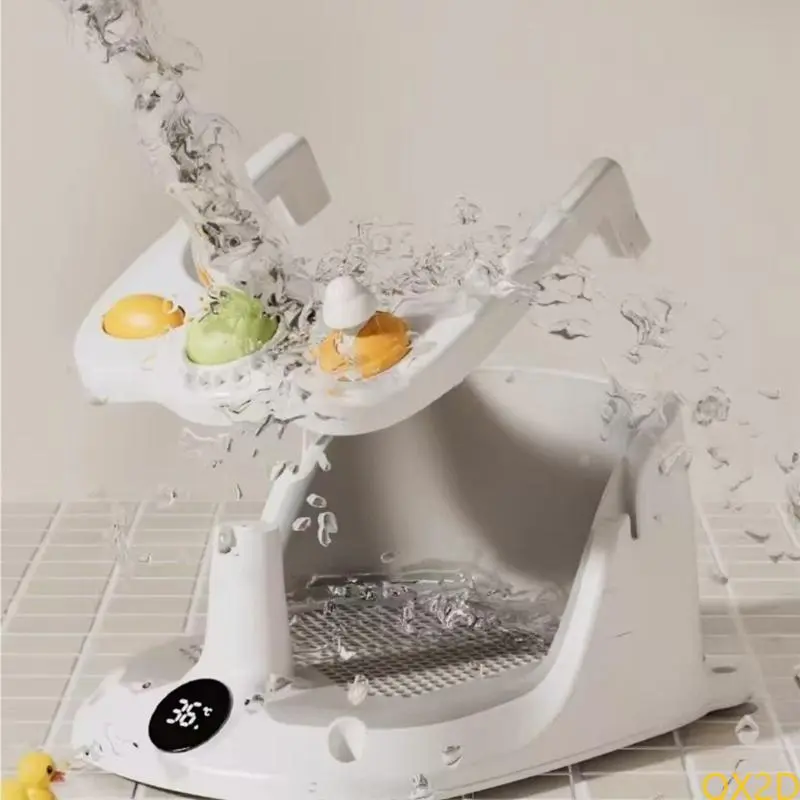 Bathtub Temperature Display for Sit-Up Bathing Provides Backrest Support