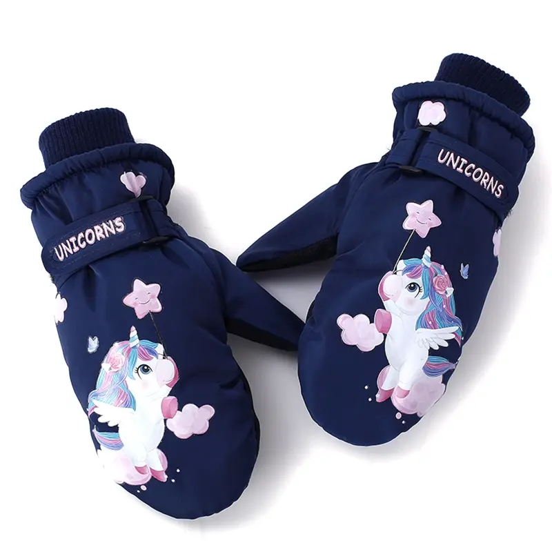 Kids Ski Gloves Waterproof Children Outdoor Gloves Cartoon  Print Cycling Gloves Anti-slip Mittens for Girls Boys Dropshipping