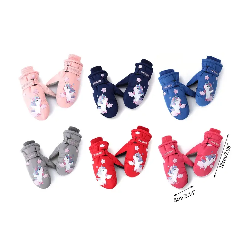 Kids Ski Gloves Waterproof Children Outdoor Gloves Cartoon  Print Cycling Gloves Anti-slip Mittens for Girls Boys Dropshipping