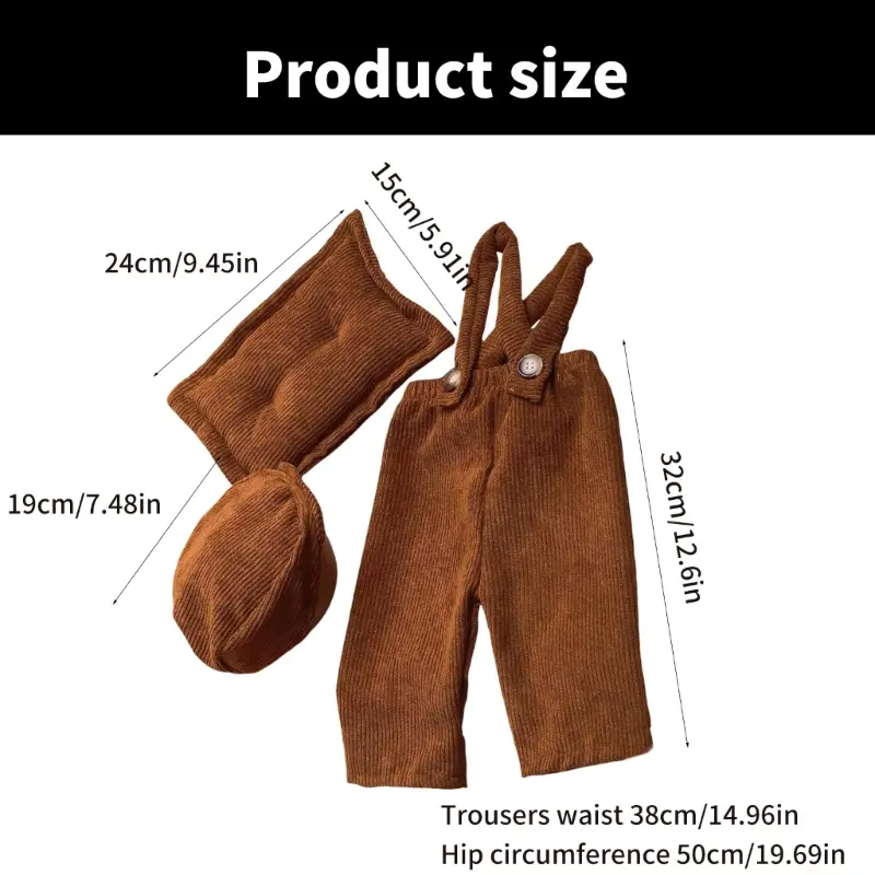Baby Boy Photography Props Newborns Photo Clothes Photography Costume Hat Pillow & Romper Outfit for Infant