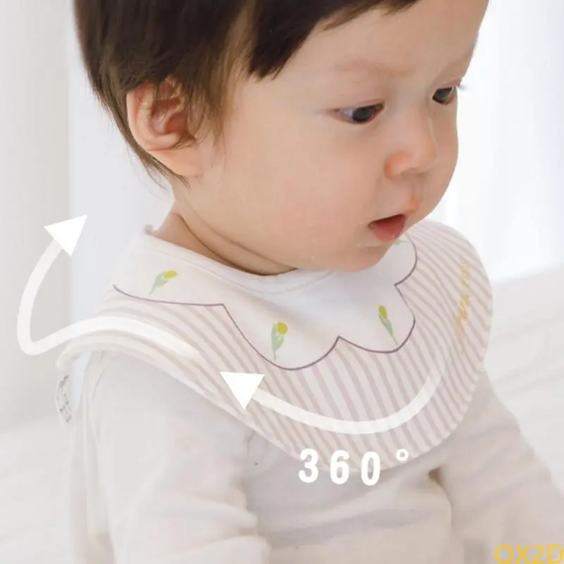 3pcs Waterproof Baby Bibs with Embroidery Cotton Newborns Bibs Lovely Pattern Newborns Bibs Portable Bibs for Boy Girls