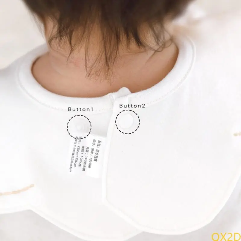 3pcs Waterproof Baby Bibs with Embroidery Cotton Newborns Bibs Lovely Pattern Newborns Bibs Portable Bibs for Boy Girls