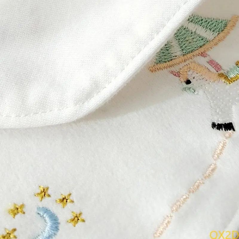 3pcs Waterproof Baby Bibs with Embroidery Cotton Newborns Bibs Lovely Pattern Newborns Bibs Portable Bibs for Boy Girls