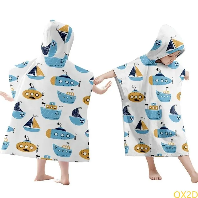 Cartoon Print Infants Bath Robe Children Kids Hooded Bathrobe Cloak Shower Towel Cotton Beach Towel Baby Bathing Towel