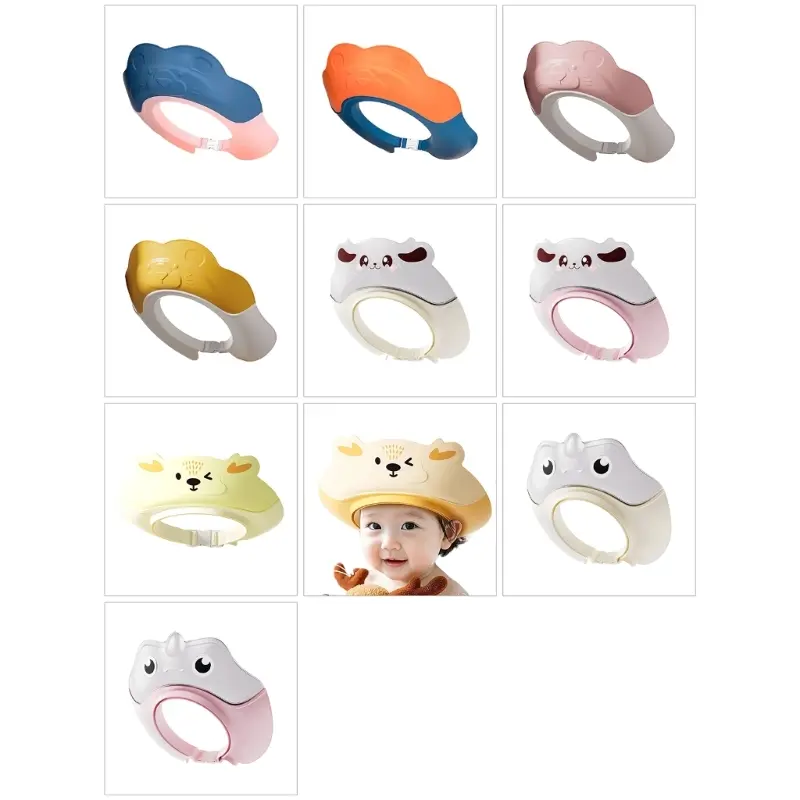 Cartoon Infant Safety Bathing Caps for Shampoo Protections Adjustable Featrure