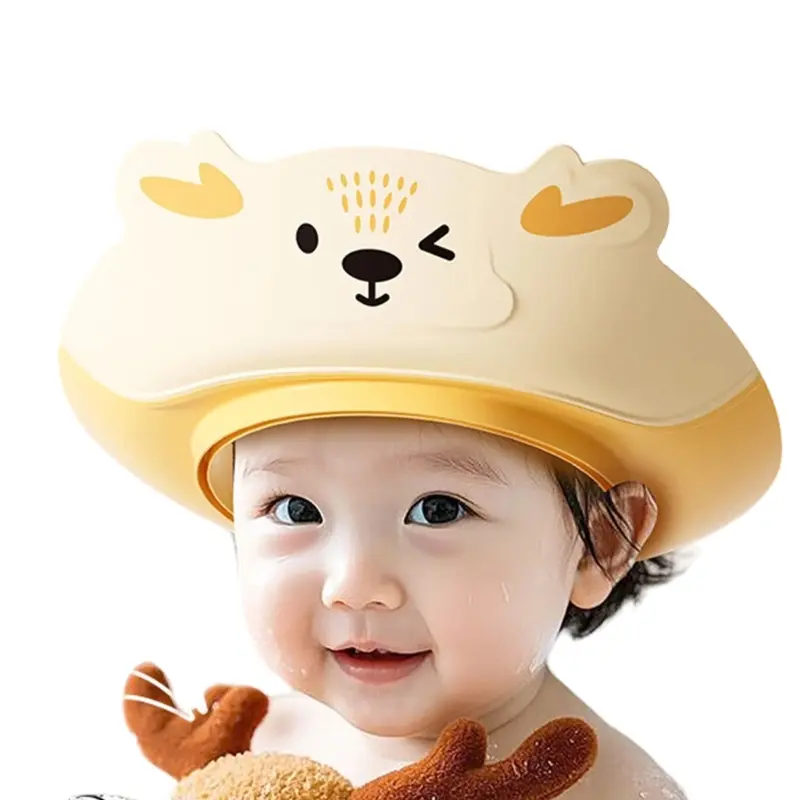 Cartoon Infant Safety Bathing Caps for Shampoo Protections Adjustable Featrure