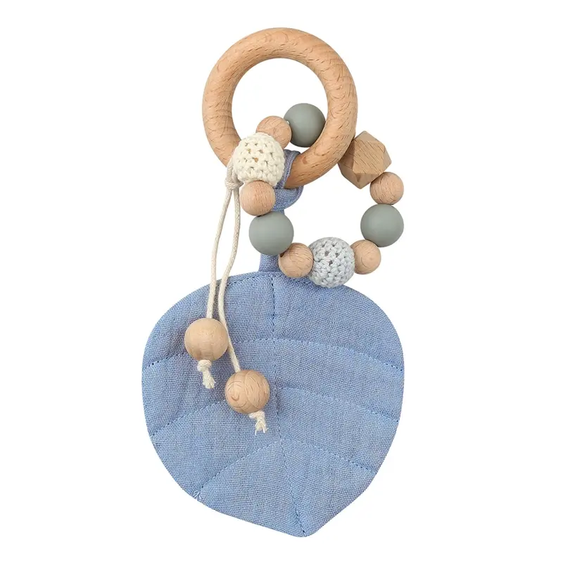 Leaf  Ring Teether, Baby Wooden Rattle and Teether Beech Lovely Dear Shape Teething Of Kids Products Dropshipping