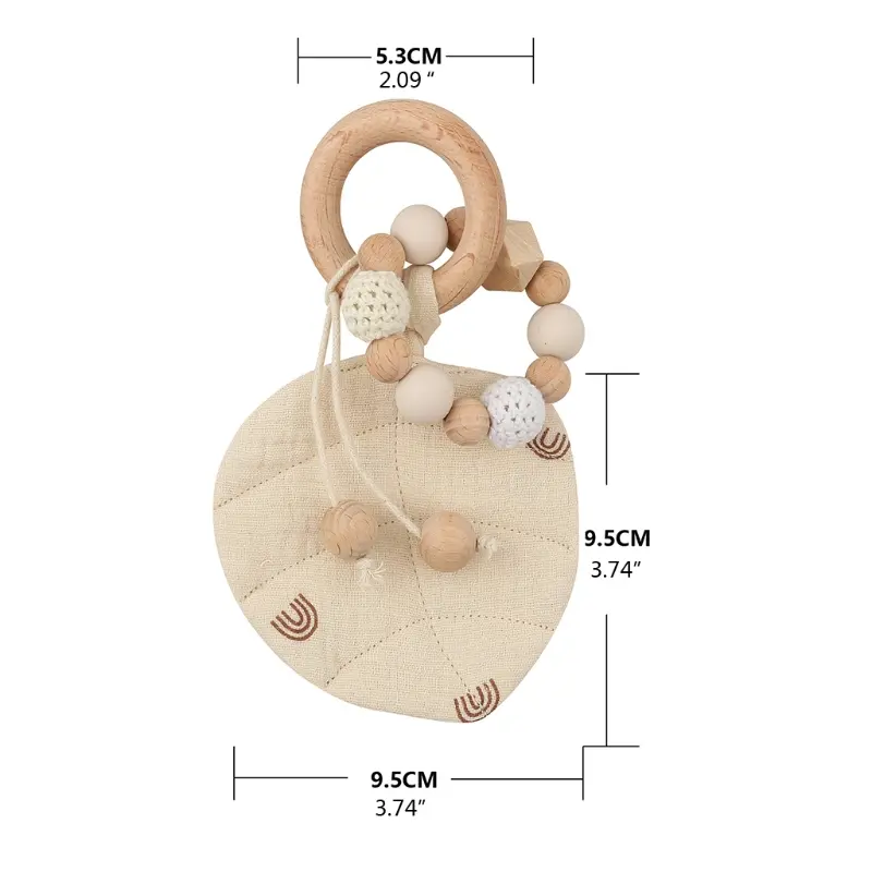 Leaf  Ring Teether, Baby Wooden Rattle and Teether Beech Lovely Dear Shape Teething Of Kids Products Dropshipping