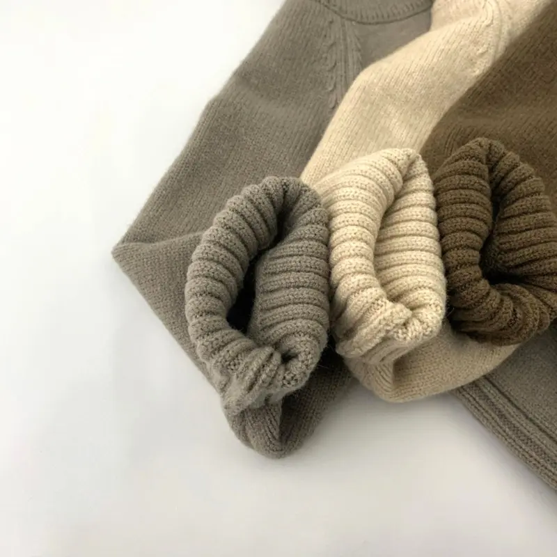 Children Turtleneck Sweater Knitted Pullover Sweater Winter Warm Slip Over Outfit Long Sleeves Hoodies for Kids Age 1-6T