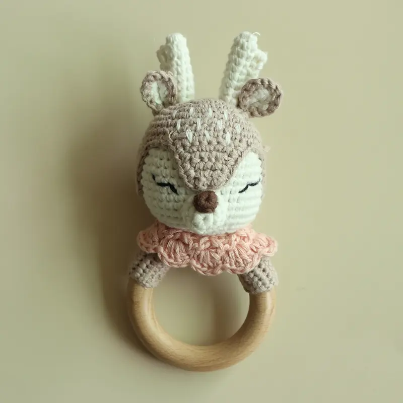 3-in-1 Teething Toy for Baby Crochet Rabbit Dummy Chain Handbell Rattle for Babies Crib Pendant Safety Infant  Toy Dropshipping