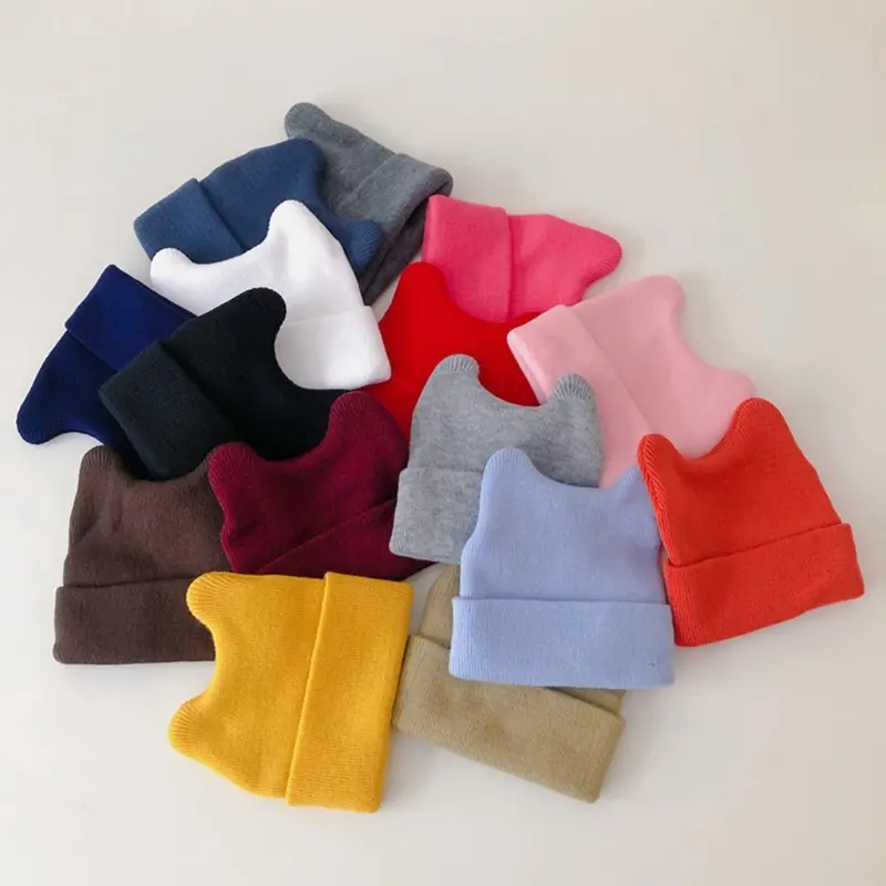Warm & Fashionable Kids Beanie Cartoon Bear Ears Baby Hat Knitted Cap Fashionable Warm Hat Comfortable Hat for Kids