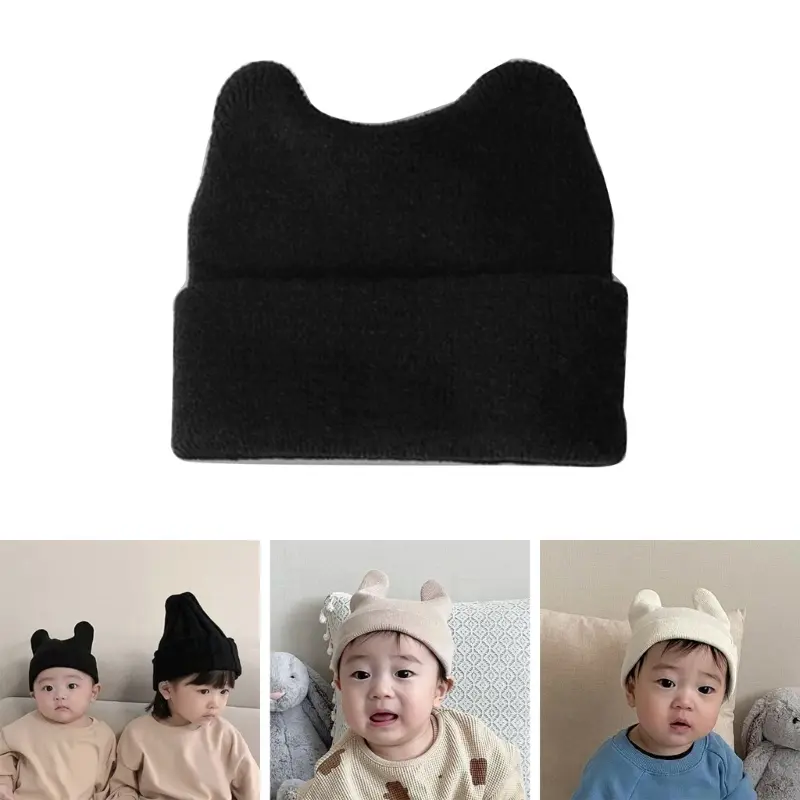 Warm & Fashionable Kids Beanie Cartoon Bear Ears Baby Hat Knitted Cap Fashionable Warm Hat Comfortable Hat for Kids