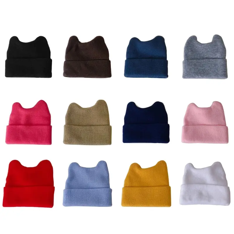 Warm & Fashionable Kids Beanie Cartoon Bear Ears Baby Hat Knitted Cap Fashionable Warm Hat Comfortable Hat for Kids