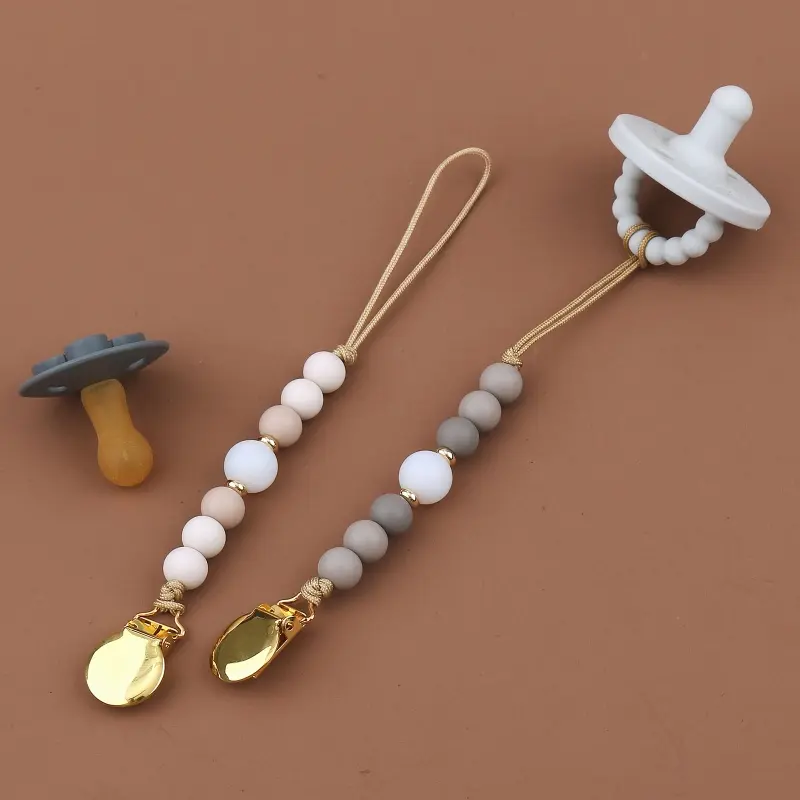 Pacifier Clips Chain Silicone Beads BPA Free DIY Dummy Clip Holder Soother Chains Baby Teething Toys Chew Shower Gifts Dropship