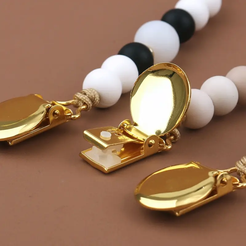 Pacifier Clips Chain Silicone Beads BPA Free DIY Dummy Clip Holder Soother Chains Baby Teething Toys Chew Shower Gifts Dropship