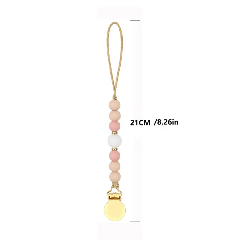 Pacifier Clips Chain Silicone Beads BPA Free DIY Dummy Clip Holder Soother Chains Baby Teething Toys Chew Shower Gifts Dropship