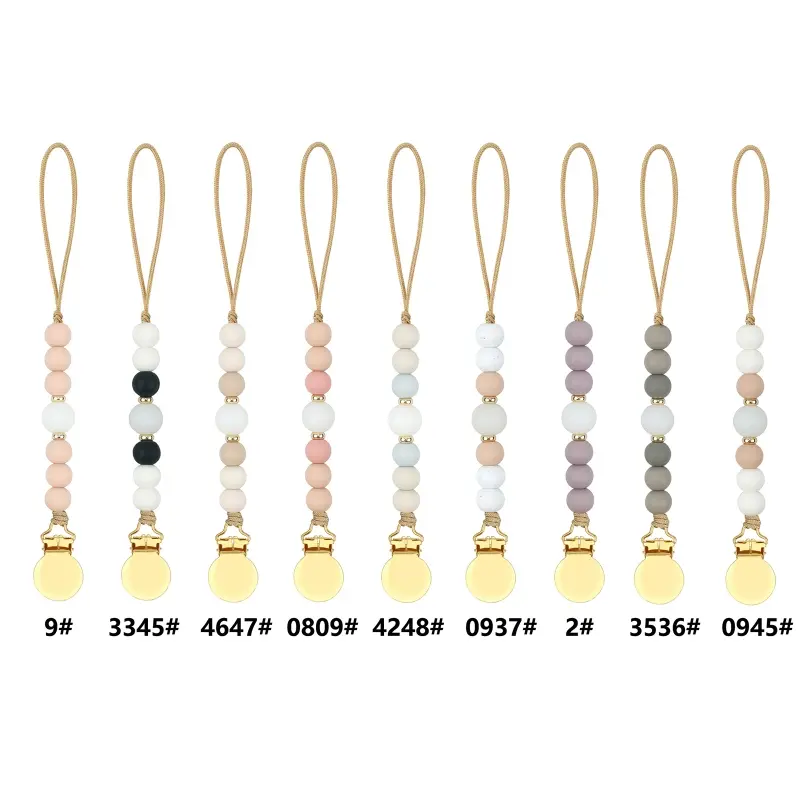 Pacifier Clips Chain Silicone Beads BPA Free DIY Dummy Clip Holder Soother Chains Baby Teething Toys Chew Shower Gifts Dropship