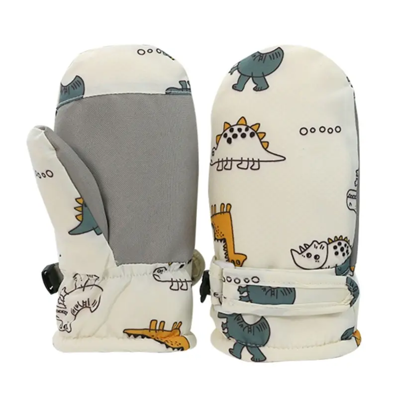 Adjustable Snow Mittens Waterproof Snow Gloves Cartoon Windproof Ski Mittens Quick Drying Design Gloves for Infants