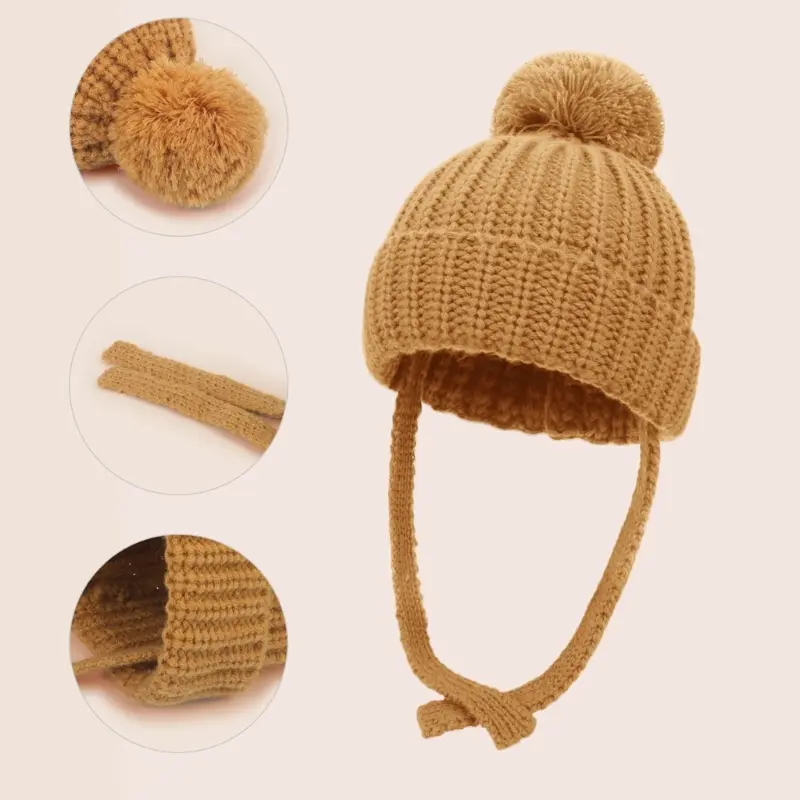 2Pcs Baby Warm Hat and Gloves Set Comfortable Daily Party Wear Bonnet Mitts for Boys Girls 0-3 Year