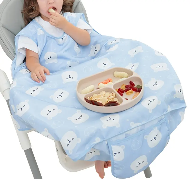 Baby Sleeveless Bibs Toddler Dining Chair Bib Child 6-48M Self-Feeding Bib Highchair Table Cover One-piece Eating Apron