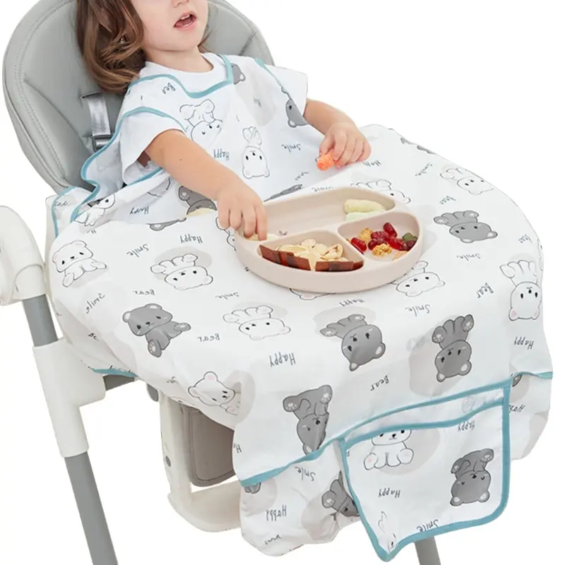 Baby Sleeveless Bibs Toddler Dining Chair Bib Child 6-48M Self-Feeding Bib Highchair Table Cover One-piece Eating Apron