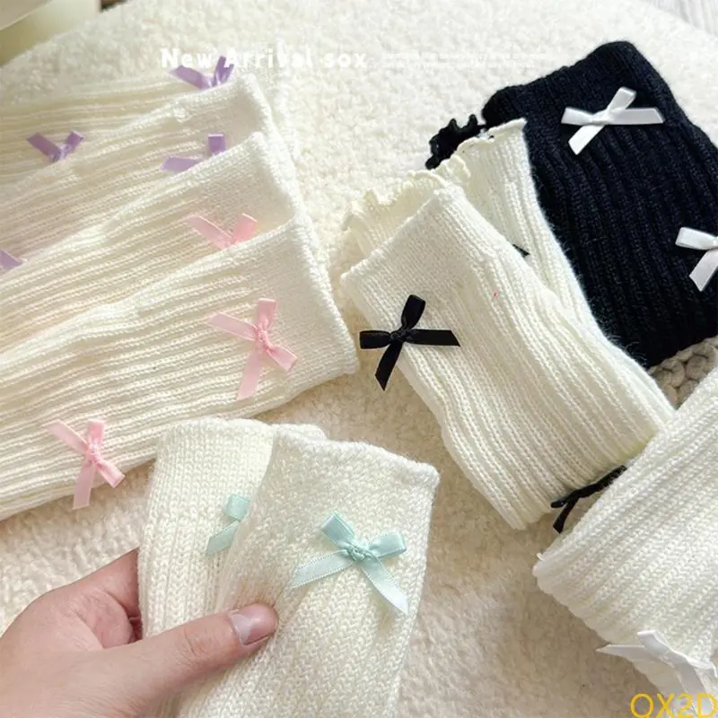 Sweet Bowknot Decorated Long Socks for Little Girls Suitable for School & Home