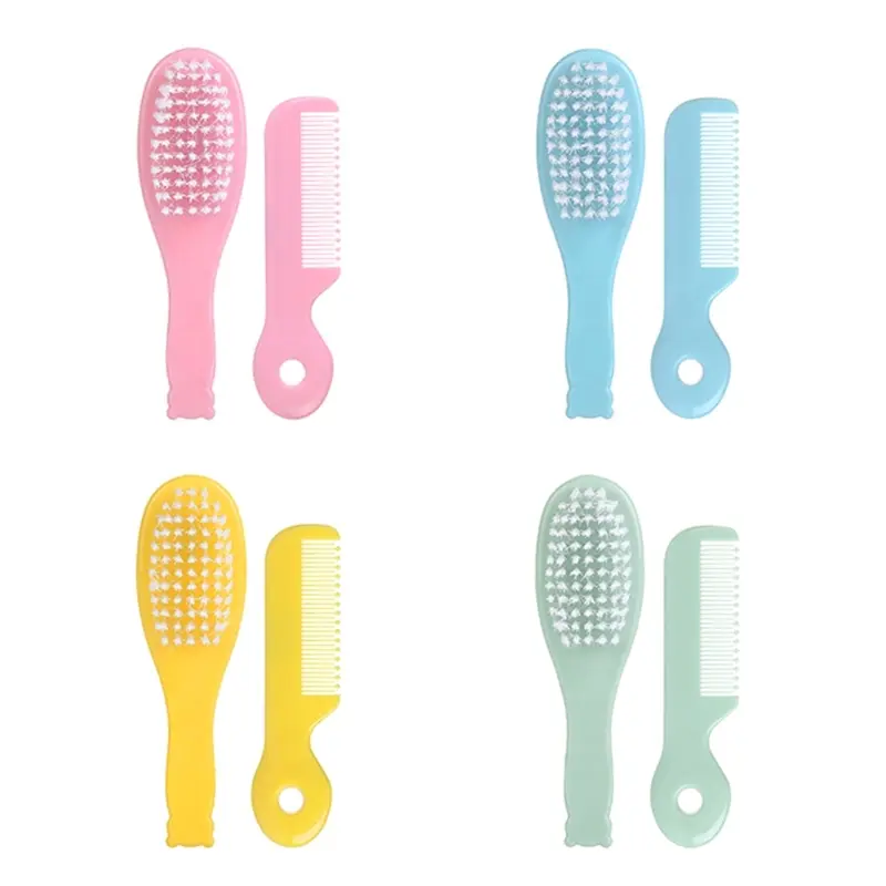 Baby Hair Brush & Comb Set Children Hair Brush Soft Nylon Bristle Cradle Caps Hair Brush for Toddler Infant  Massage Dropship