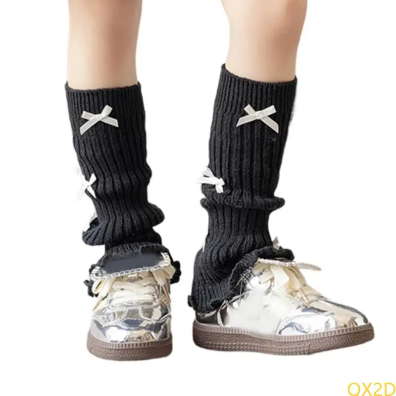 Sweet Bowknot Decorated Long Socks for Little Girls Suitable for School & Home