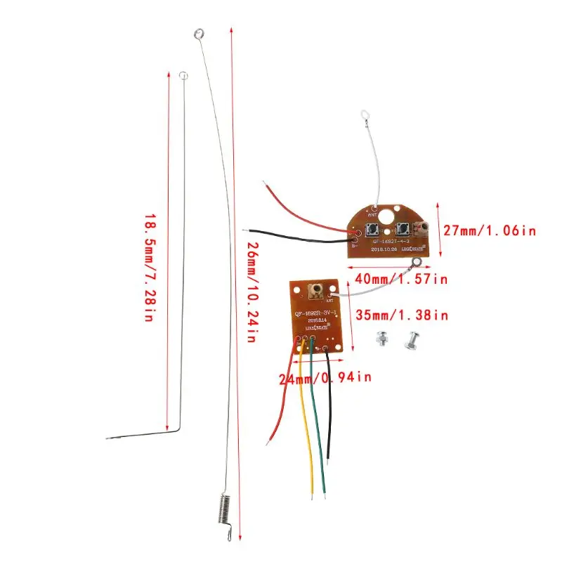 2CH RC Remote Control 27MHz Circuit PCB Transmitter and Receiver Board Radio System with Antenna Set for Car Truck Toy