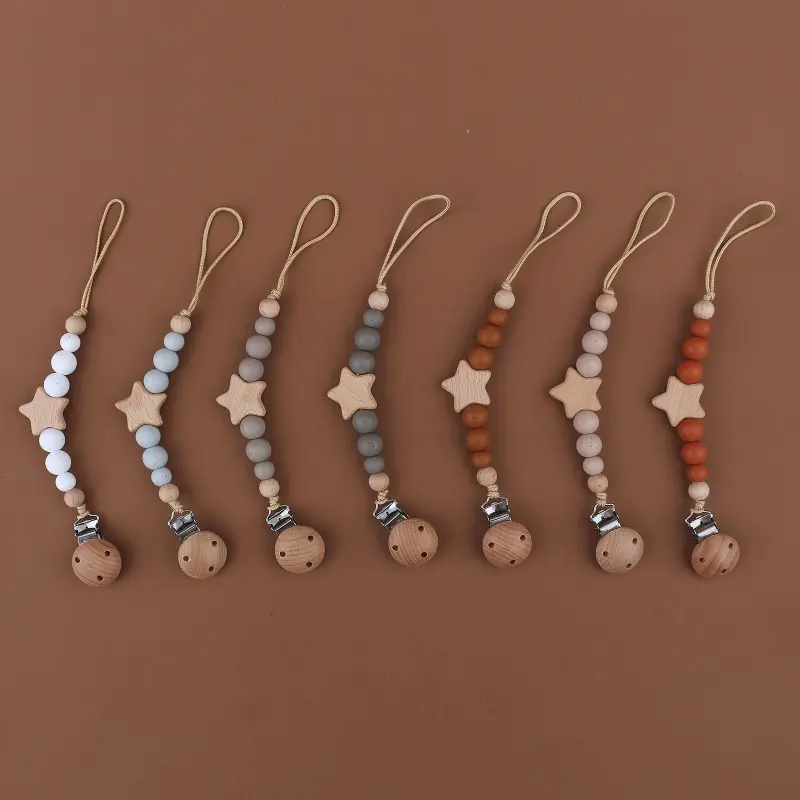 Baby Anti-drop Chain Pacifier Clips Silicone Beads Infant Nipple Appease Soother Chain Clips Dummy Holder Nipple Clip Dropship