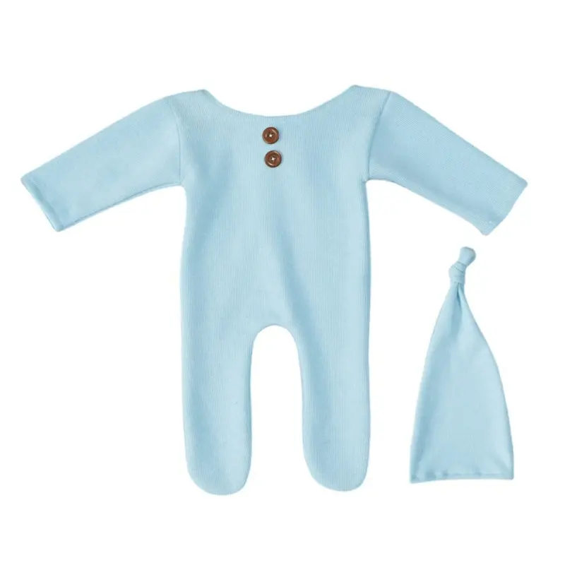 2Pcs Baby Romper Hat Set Newborn Photography Props Costume Bodysuit Hat Kit Infants Photo Shooting Clothing Outfit