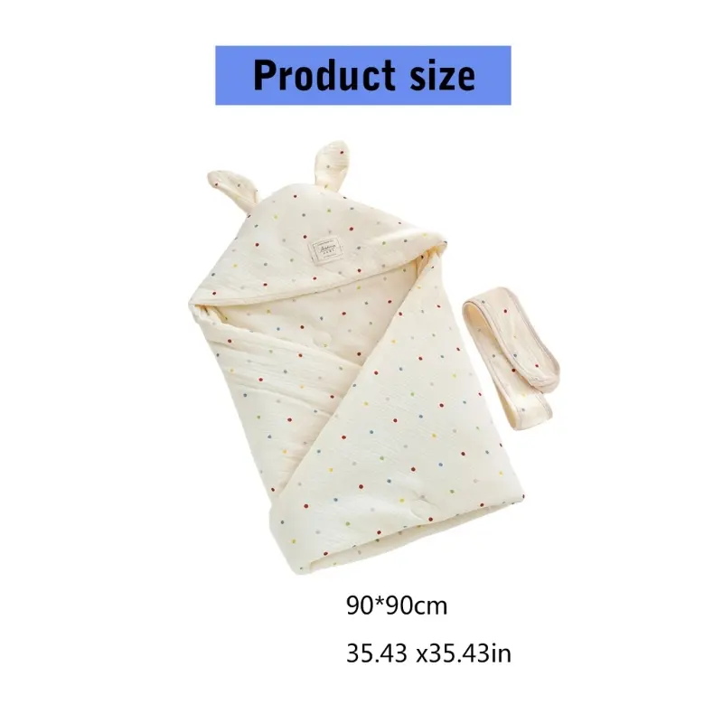 Cotton Baby Swaddles Blankets with Animals Ears Designs Breathable Infant Wrap Newborns Baby Swaddles Blanket Gentle