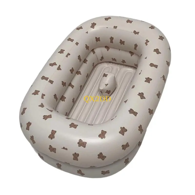 Quick Inflate Baby Bath Tub For 1 to 3 Year Olds Space Saving Foldable Design PVC Adorable Pattern Bath Essential