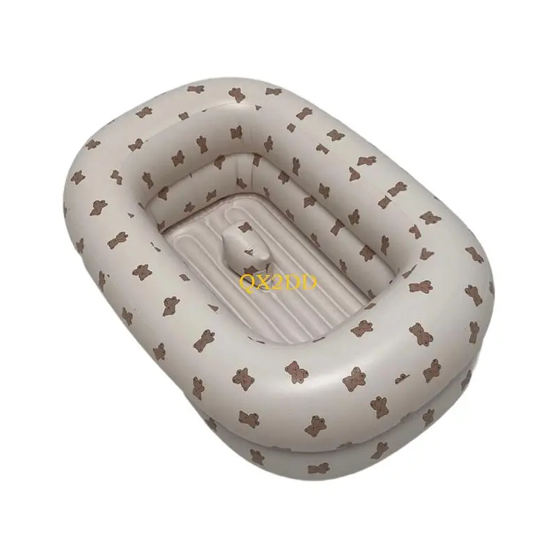 Quick Inflate Baby Bath Tub For 1 to 3 Year Olds Space Saving Foldable Design PVC Adorable Pattern Bath Essential