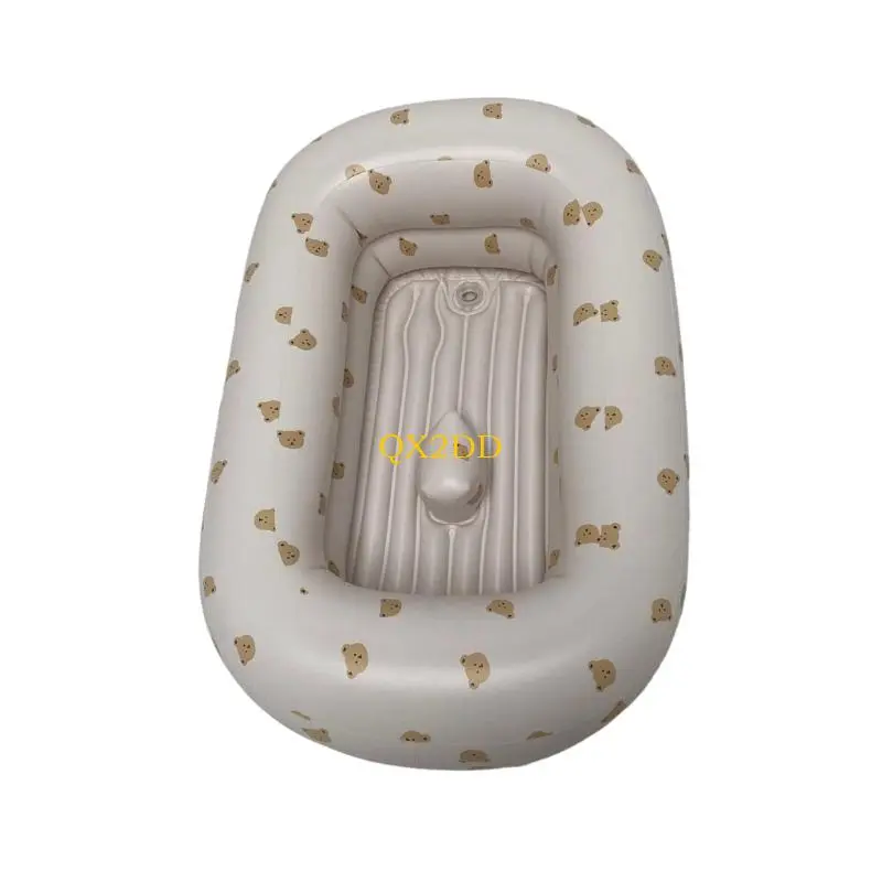 Quick Inflate Baby Bath Tub For 1 to 3 Year Olds Space Saving Foldable Design PVC Adorable Pattern Bath Essential