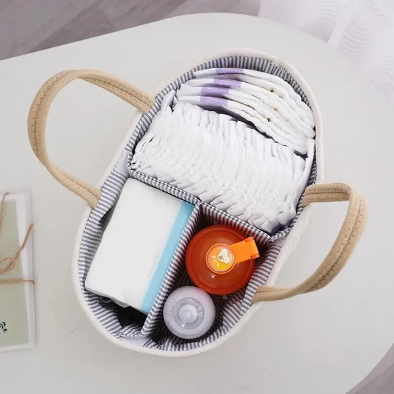 Spacious Baby Essential Storage Basket Diaper Organiser Bag Efficient Nappy Storage and Travel Organization Needs