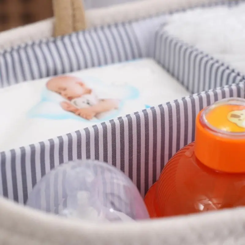 Spacious Baby Essential Storage Basket Diaper Organiser Bag Efficient Nappy Storage and Travel Organization Needs
