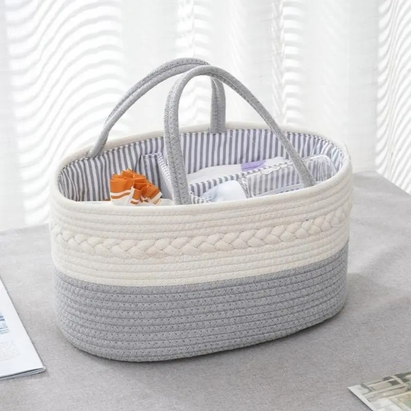 Spacious Baby Essential Storage Basket Diaper Organiser Bag Efficient Nappy Storage and Travel Organization Needs
