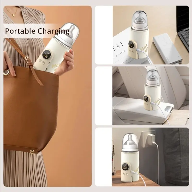 USB Multifunctional Baby Feeding Bottle Warmer Intelligent Constant Temperature Control Built-in High Capacity Battery