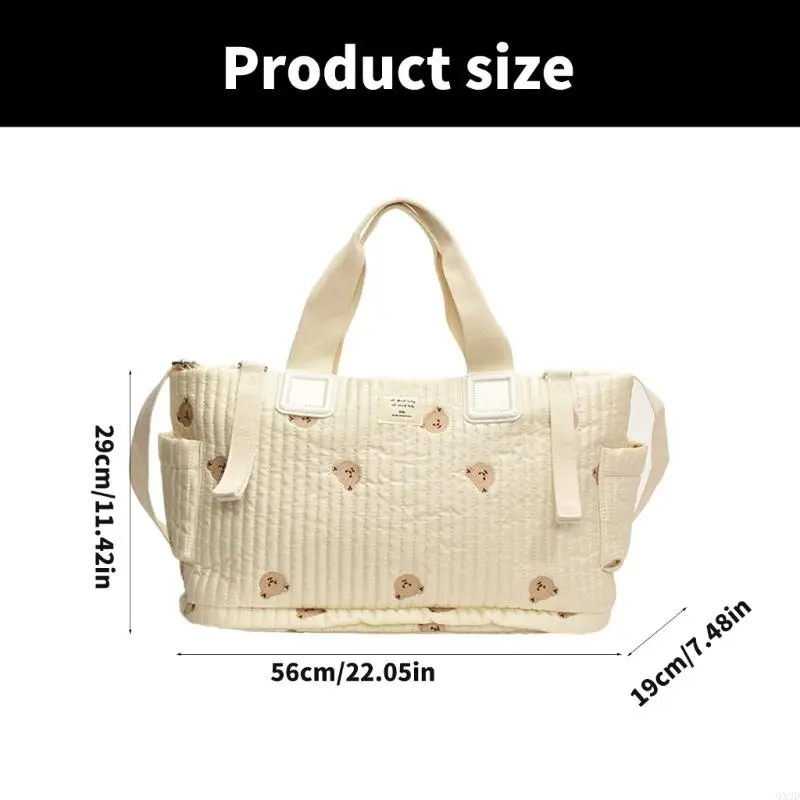 Large Capacity Mom Bag Handbag for Easy Storage Baby Bottles and Diapers with Embroidered Designing
