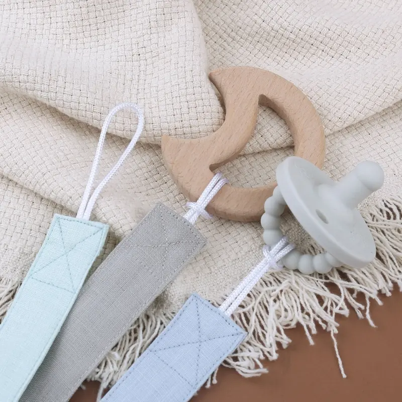 4 pcs/ 1pc Baby Pacifier Clip Chain Ramie Cloth Country Style Nipples Holder Dummy Steel Pacifier Clip Soother Chain Christmas