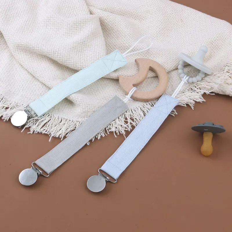4 pcs/ 1pc Baby Pacifier Clip Chain Ramie Cloth Country Style Nipples Holder Dummy Steel Pacifier Clip Soother Chain Christmas