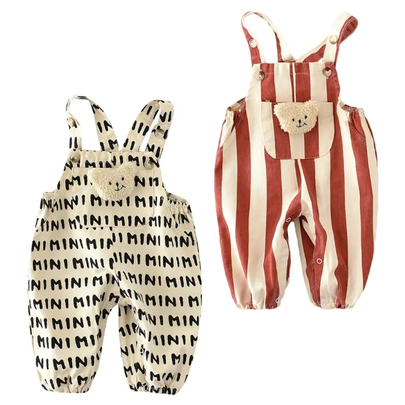 Cotton Jumpsuits One-piece Baby Romper Summer Clothes Cosy Bodysuit Kid Strap Pant for 0-3Y Children Boys Girl Dropship