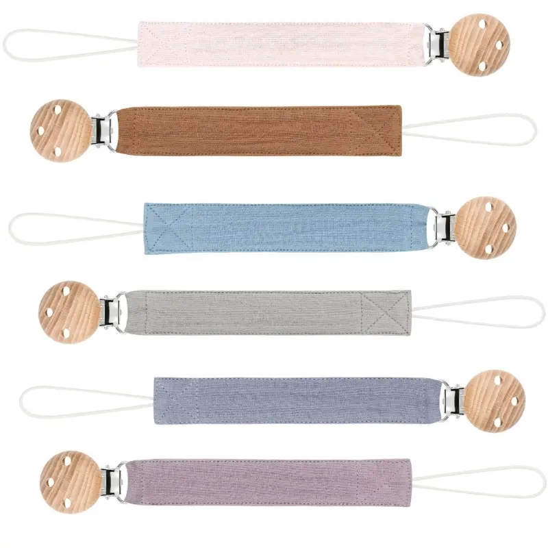 Pacifier Leashes Baby Pacifier Holder  Chain Fabric Set Pacifier Clip Teething Toy with Wood Clip for Toddlers Kid Dropshipping