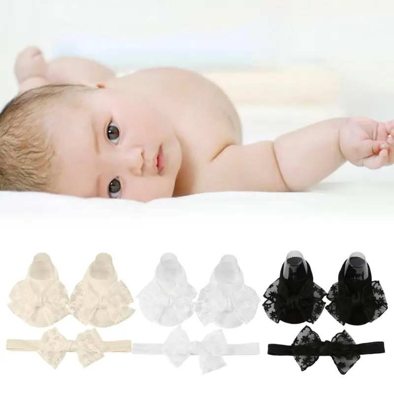 Baby Not-Slip Floor Socks Headband set Toddlers Step Socks with Grip for Girls