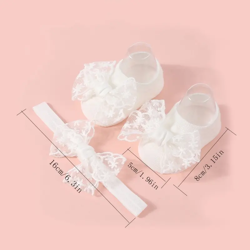 Baby Not-Slip Floor Socks Headband set Toddlers Step Socks with Grip for Girls