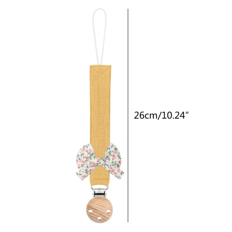 Baby Pacifier Clip Chain Pendant Soft Bowknot Decor Pacifier Clip Holder Strap Hanging Ornament for Newborn Infants