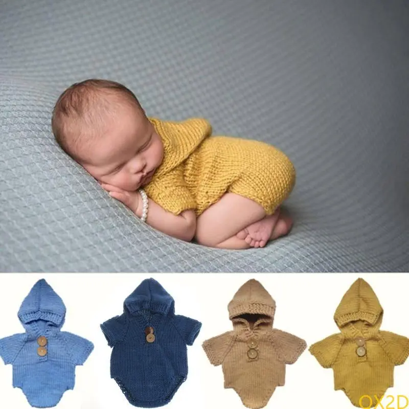 Baby Knit Romper with Hat Overall Skin-friendly Cotton Newborn Photography Props