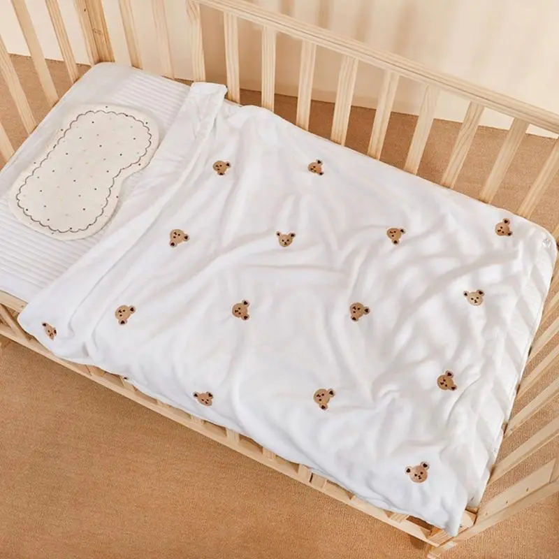 Flannel Children Blanket with Delightful Embroidered Bear Warm & Safe Blanket