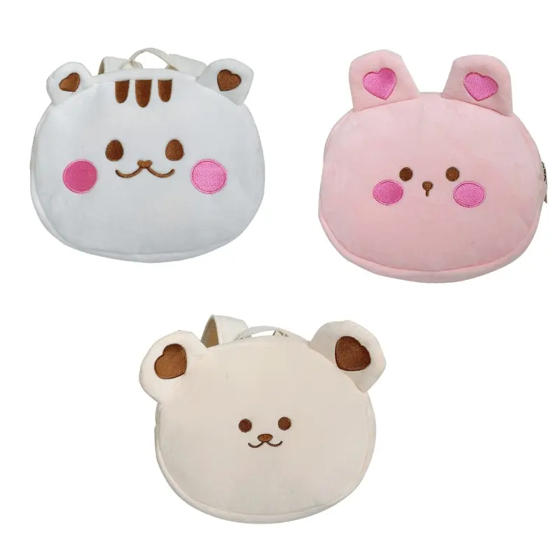 Kids Travel Bag Cartoon Pattern Baby Bag Plush Small Bags with Traction Rope Anti Lost Backpack for Girls Boys 1-5 Years